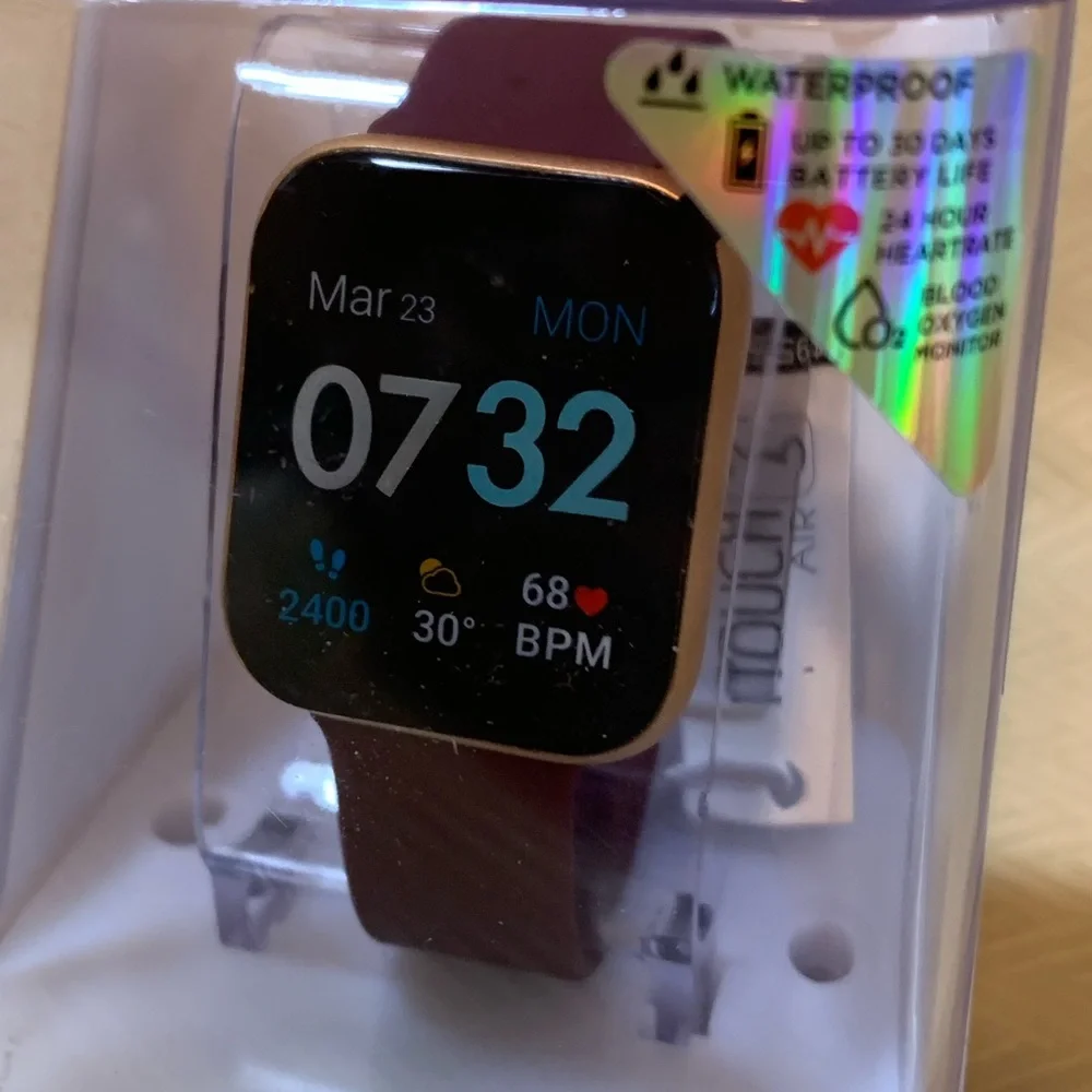 iTouch Air 3 Smartwatch —Fitness Tracker -Burgandy strap